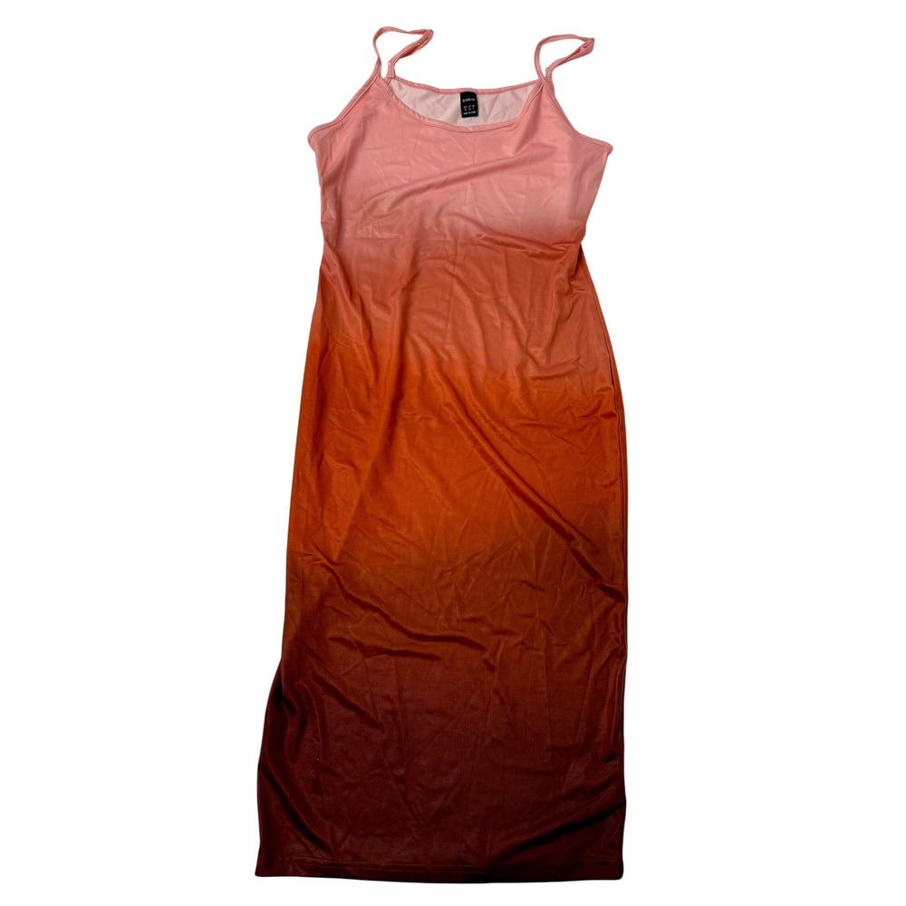 SHEIN Womens Ombre Bodycon Cami Maxi Dress Sunset Gradient Pink Orange Medium